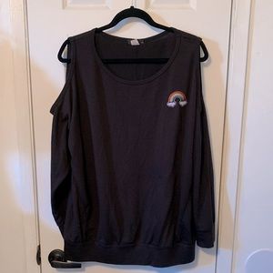 Rainbow cold shoulder sweatshirt